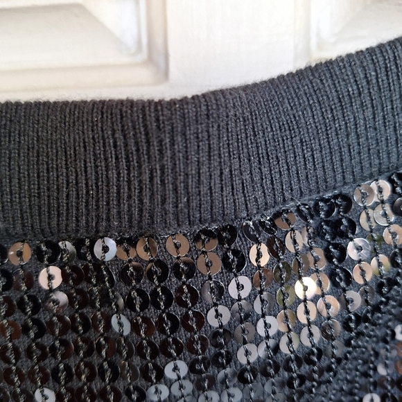 Linea Gorgeous Black Sequin Skirt SzXL Pullon Elastic Waist Nylon/Cotton - Picture 7 of 7